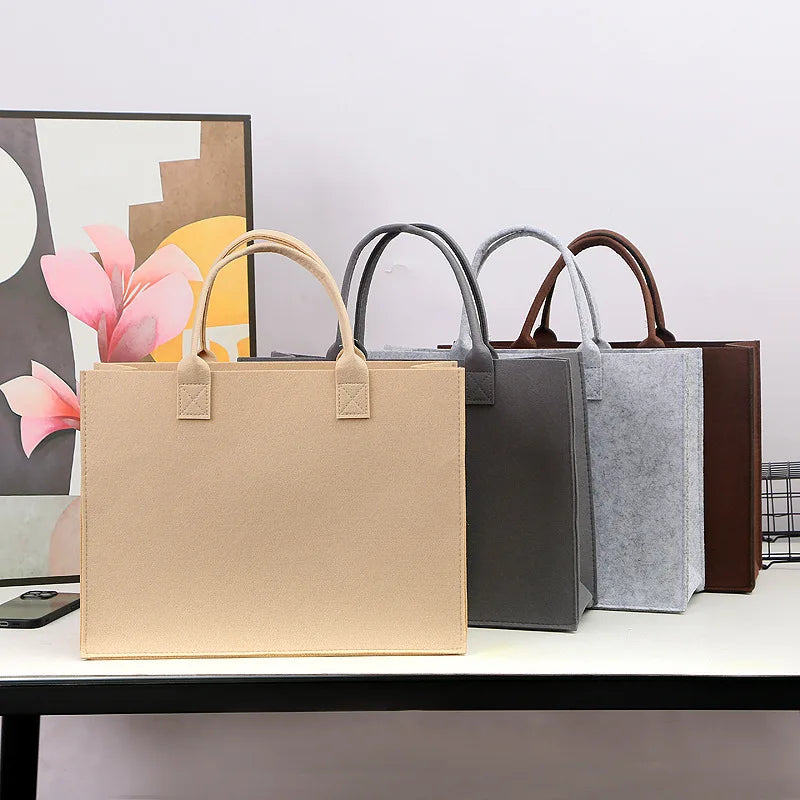 Hot Sale Large Capacity Colorful Felt Tote Bag Customized Logo Branded Promotional Festival Souvenir Handbag for Gift