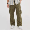 Custom Logo Wide Leg Cargo Trousers Designer Streetwear Plain Blank Straight Leg Baggy Multi Pockets Men Cargo Pants