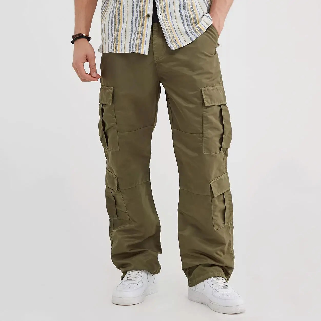 Custom Logo Wide Leg Cargo Trousers Designer Streetwear Plain Blank Straight Leg Baggy Multi Pockets Men Cargo Pants