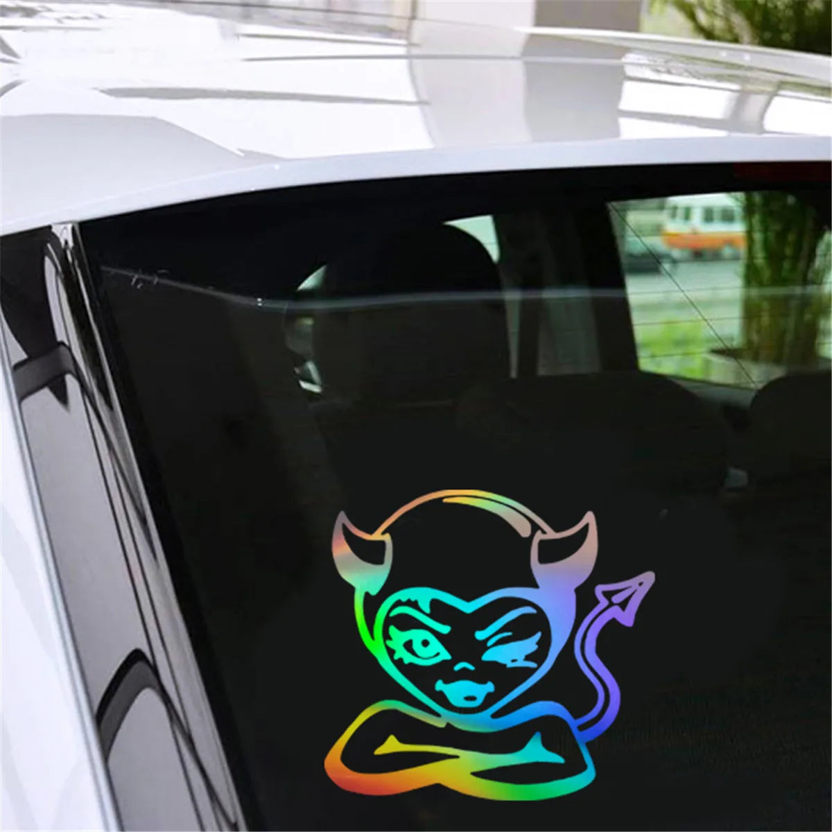 Cute Woman Car JDM Window Door Windscreen Bumper Van Laptop Laser Sticker Vinyl Decal Gift Die Cut Decals Laptop Window Glass