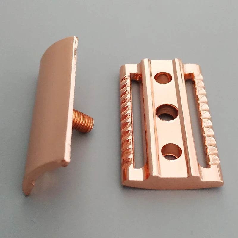 Dishi Rose Gold Zinc Alloy Thick Solid bar Plate Gold Safety Razor Blades Razors Men's Shaving Razor Head