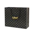 Custom Luxury Print Brand Logo Ribbon Bow Handles Foiled Gold Black Paper Bags