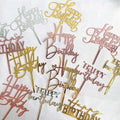 Gold Glitter Custom Personalized Wedding Happy Birthday Acrylic Cake Topper