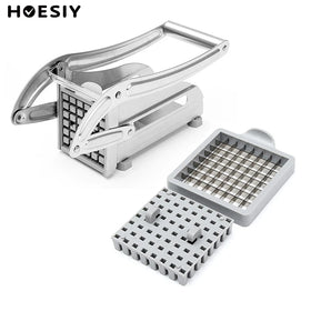 Stainless Steel Manual Press French Fry Slicer No-Slip Suction Carrot & Potato Cutter Metal Manual French Fries Slicer