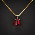 Goldleaf Fine Jewelry 18k Yellow Gold Pendant Necklace Emerald Cut Lab Grown Ruby Classic Gold Necklace for Weddings Parties