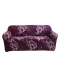 Classical Floral Pattern Purple Color High Elastic Sofa Cover L Shape+Corner Sets of 2 Seat