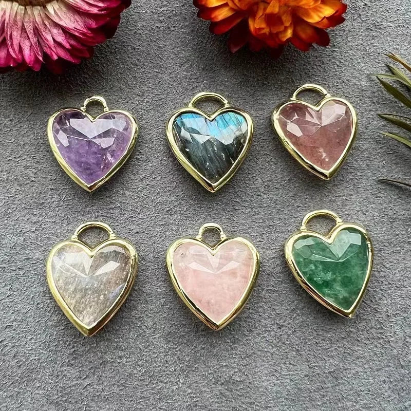 Wholesale Natural Crystal Heart Amethyst Pendant DIY Instagram Popular Style Clavicle Chain