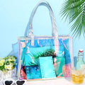 Cute  Colorful Holographic Neon clear Transparent PVC Beach the Tote Bag for Stadiums
