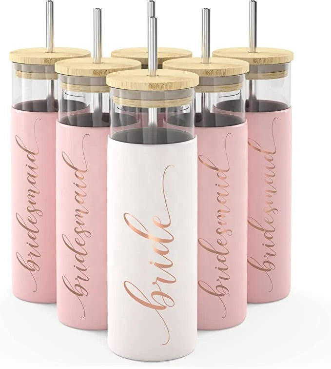 Bride Tribe 15 oz Bride to Be Iced Coffee Tumbler Bamboo Lids Straws for Bachelorette Parties Valentine's Day Wedding Supplies