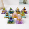 Wholesale Handmade Amethyst Tiger Eye Energy Resin Pyramid Crystal Stone Drops Glue Resin Pyramid for Home Decoration