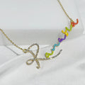 QIUHAN Custom Name Necklace Personalized Drop Oil Diamond Cubic Zirconia Letter Necklace