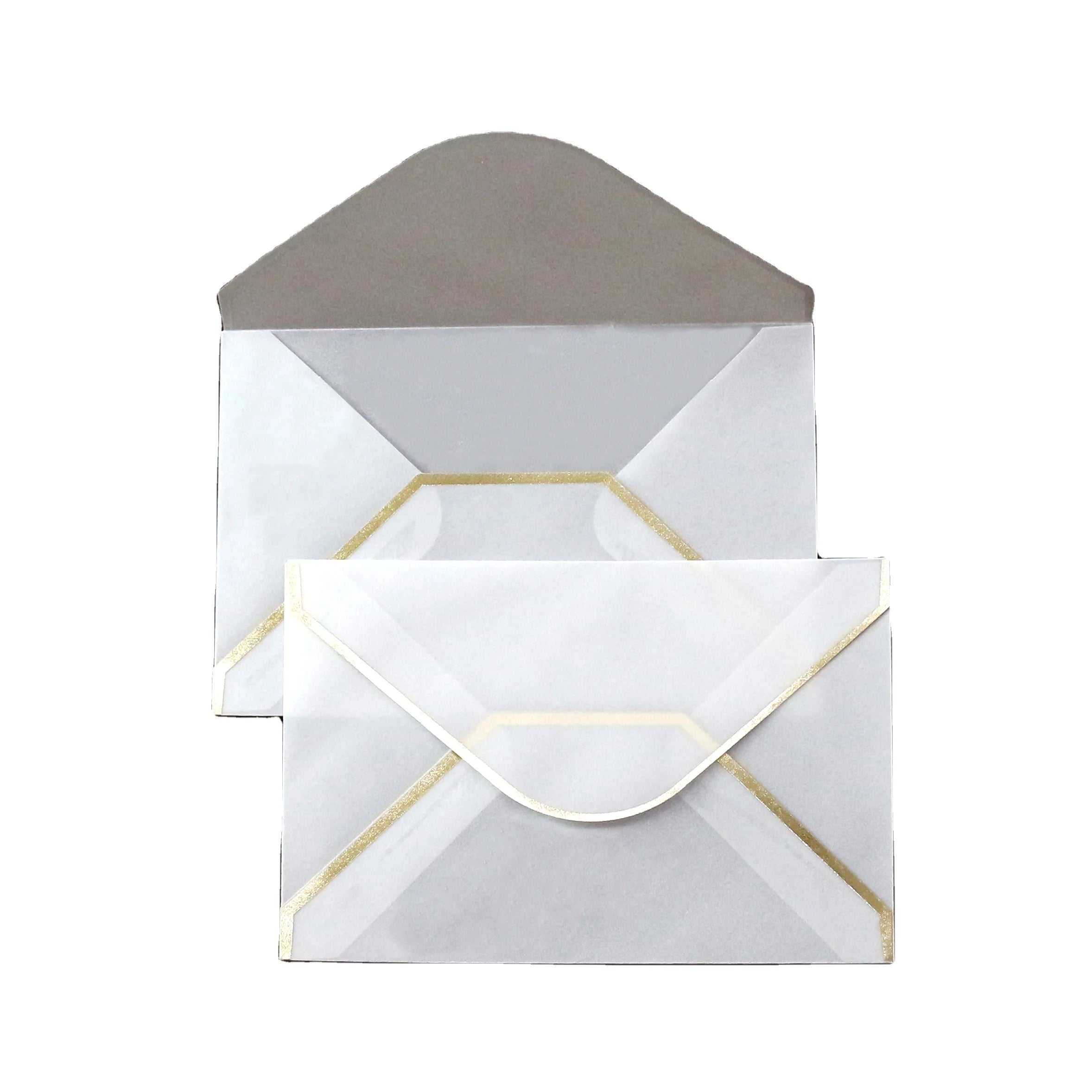 Wholesale Vellum Envelope Small Gift Paper Envelopes Translucent Paper with Gold Foil Line for Wedding Event