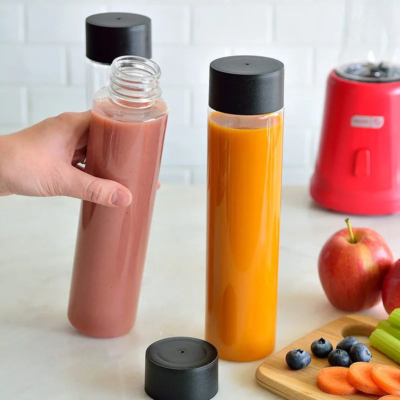 Wholesale Transparent Empty Voss Plastic Bottle for Juice Water Milk Drinks Soda with Plastic Blue White Black Cap