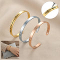 Yiwu Aceon Velle Stainless Steel Hollow Heart Cut Out Symbol Customized Deep Engraved Spiritual Sorority Birthstone Cuff Bangle