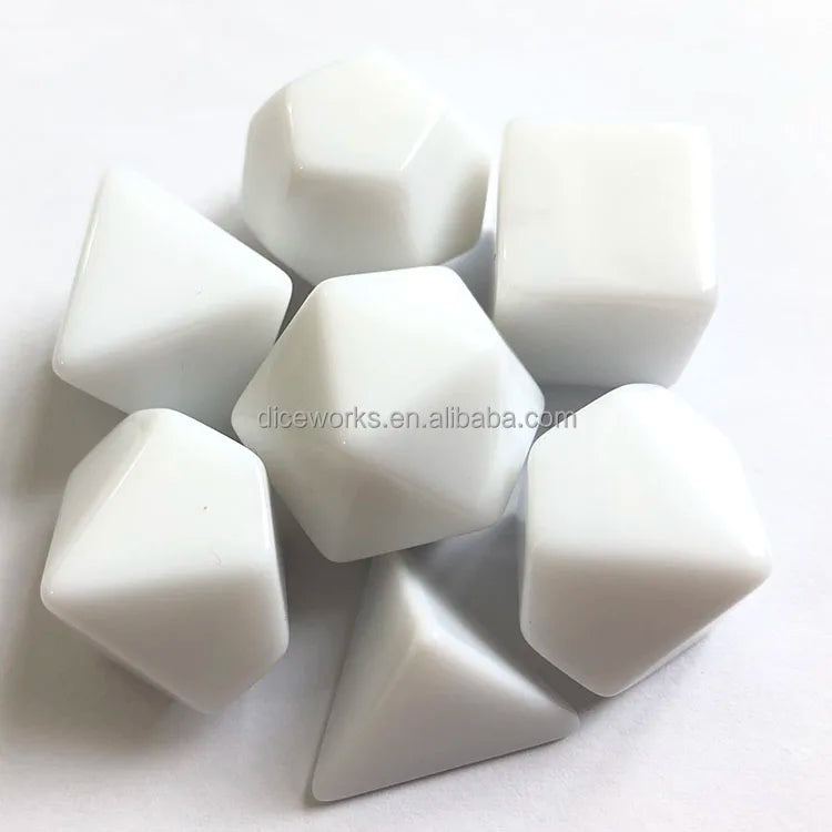 Custom Blank Acrylic Polyhedron RPG Dice Set Engrave Plastic 7PCS DIY Transparent