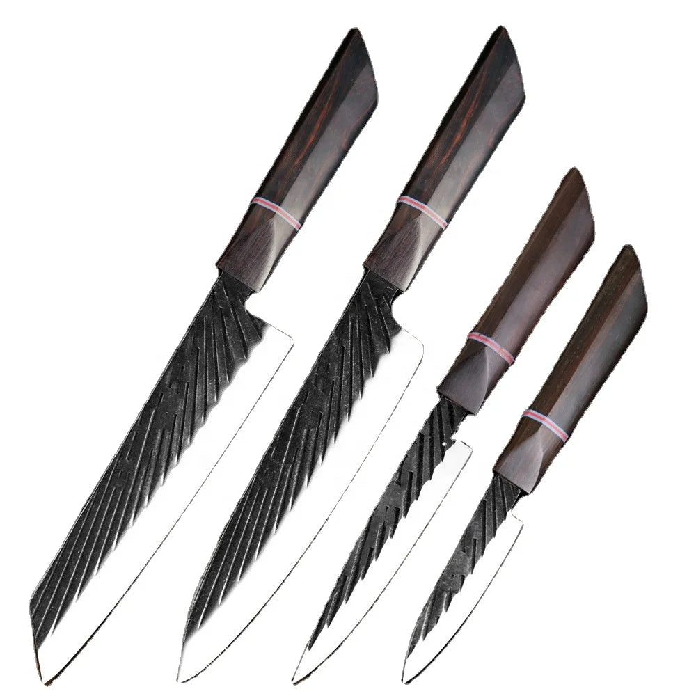 Japanese Kitchen 8 Inch Damascus Chef Knife With Ebony Handle Custom Damascus Chef Knife