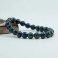 8mm Natural Gemstone Jewelry Black Stripe Rhodonite Bracelet Crystals Healing Stones Unisex  Azurite Beaded Bracelets