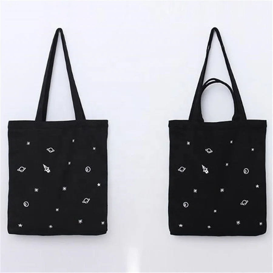 2023 Competitive Price Promotion Simple Heat Transfer Printing Eco Reusable Custom logo Shopping Black Cotton Tote Bag