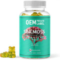 Private Label OEM Vegan Irish Sea Moss Gummies Vitamin C Infused Bladderwrack Burdock Root Gummy Candy Supplement