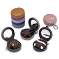 Custom Logo Genuine Leather Jewelry Package Necklace Case Small Round Storage Bag with Mirror