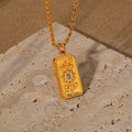 Tarot Three-dimensional Relief Diamond-studded Eight-pointed Star Pendant Flower Sun God Necklace Jewelry