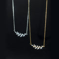 Charm Dainty 925 Sterling Silver Zircon Inlaid Willow-Leaf Sharpe Pendant Necklace