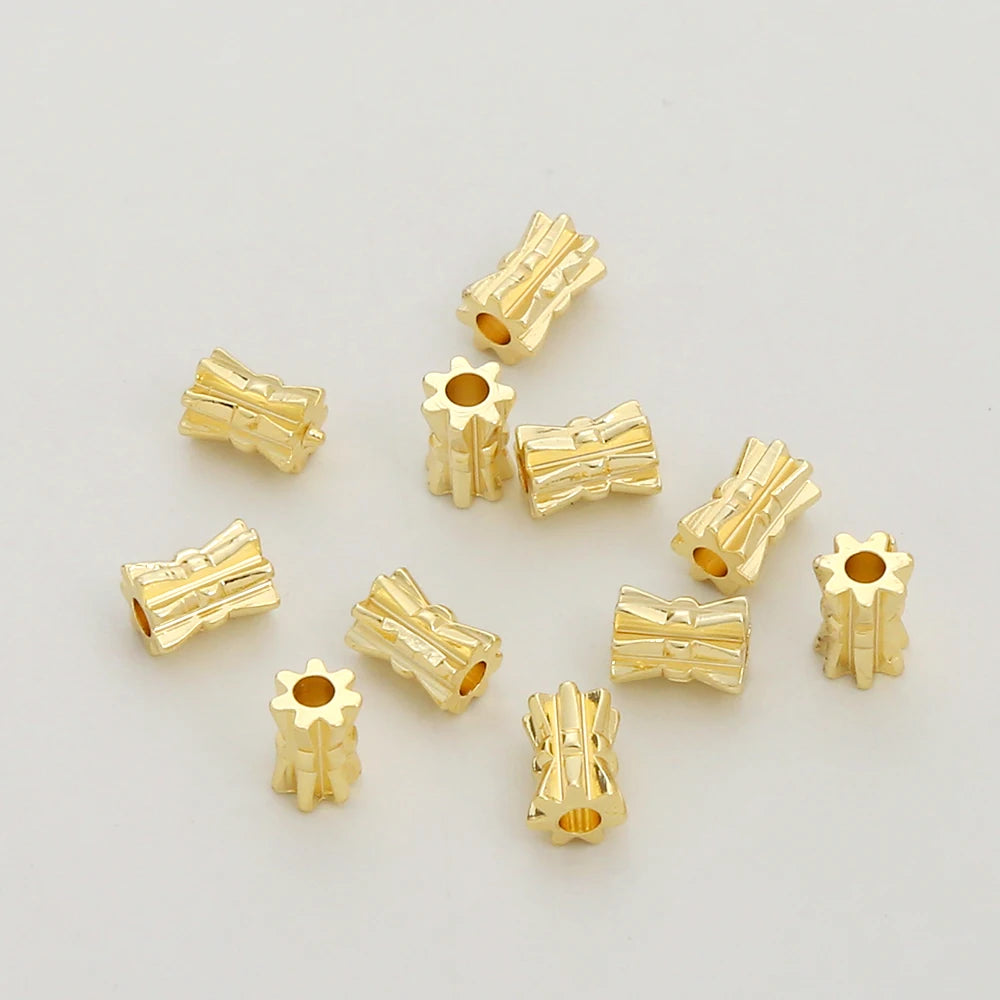 14K Gold Plate Brass Scattered Beads Jewelry Finding Hourglass Shape Beads New Bow Spacer Beads
