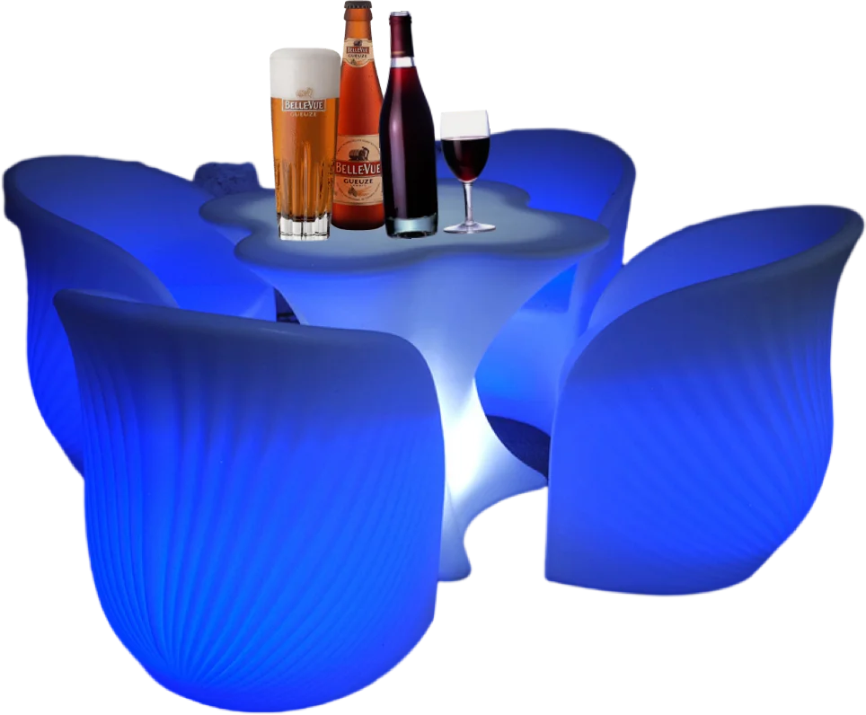 Modern Design Bar Tables and Chairs LED Outdoor Waterproof Glow Plastic Bar Stool Hire for Outdoor Events