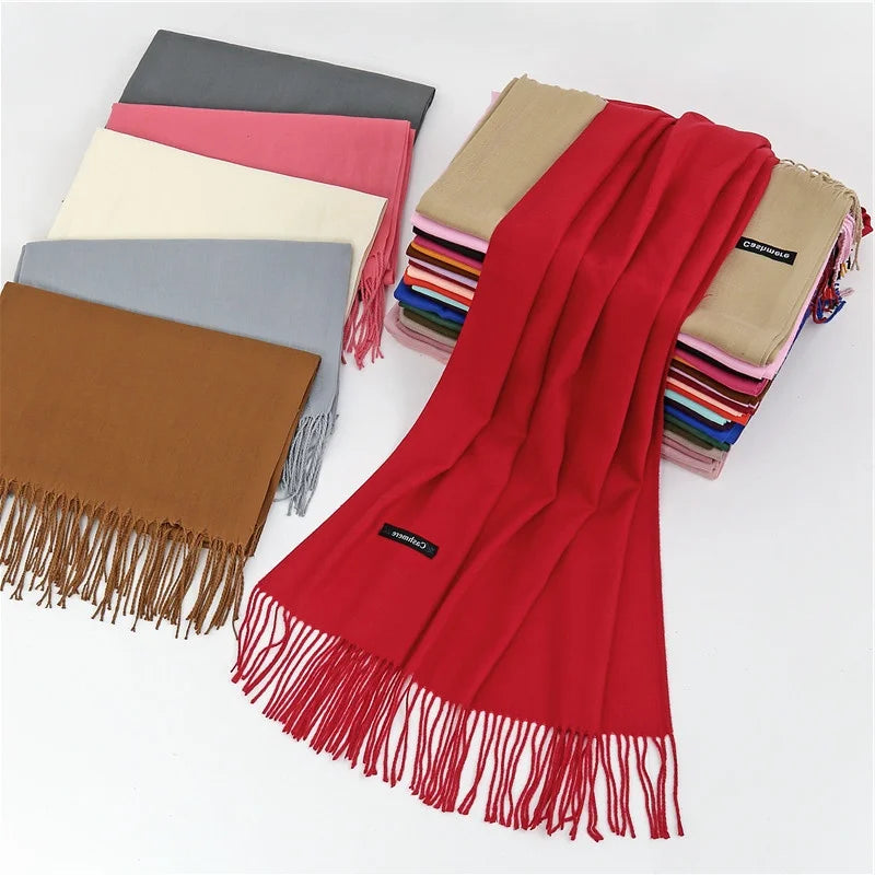 Autumn Winter Dual-Use Red Solid Color Polyester Shawl Annual Meeting Print Scarves Traditional Scarves & Shawls Wholesale