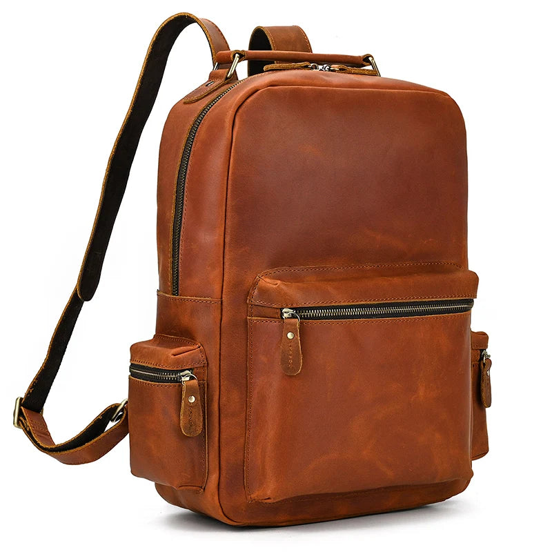 High Fashion Laptop Bagpack 15.6 Inch Computer Bag Men Male Casual Daypack School Bags Men's Leather Backpack for Travel