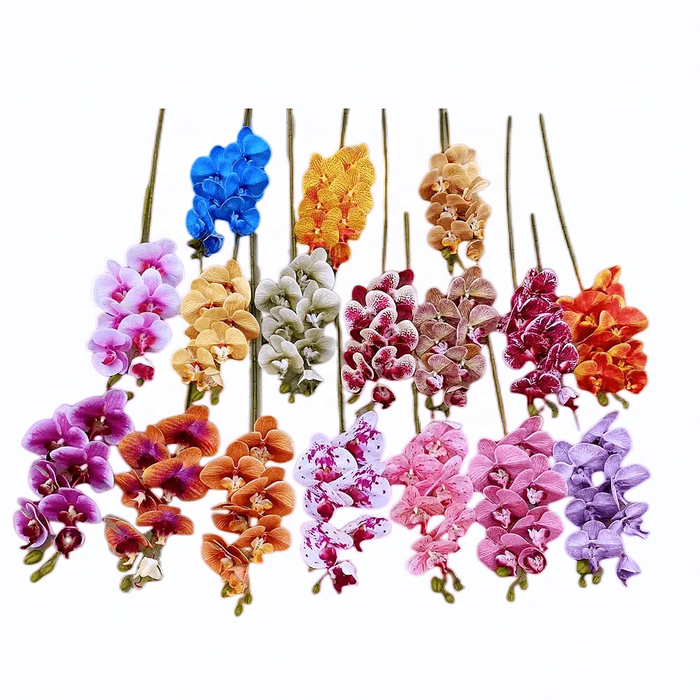 High Quality 7 Heads Latex Real Touch Orchids Artificial Flowers butterfly Orchid for Home Decor
