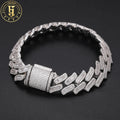 Factory Wholesale Luxury 16mm White Gold Brass Prong Setting Baguette CZ Diamond Hip Hop Mens Party Gift Cuban Link Bracelet