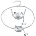 Lotus Fun Fashion 925 Sterling Silver Cat and Fish  Shell Bracelet & Necklace Jewelry Wholesale Fine Jewelry for Women