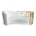 Luxury Design Creamy White Genuine Leather Sofa with Stainless Steel Frame for Wedding Hotel Living Room & Dining Use