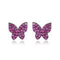 Hot Selling Women's Trendy Diamond Butterfly Stud Earrings 925 Sterling Silver with Rose Gold Plating Fine Jewelry