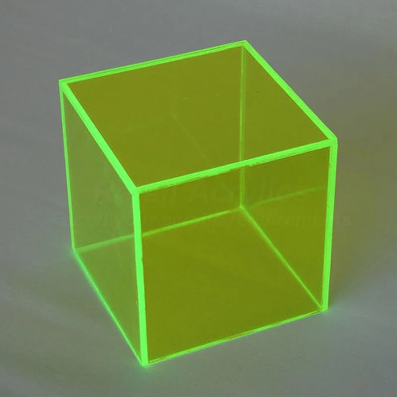 Fluorescent Color Acrylic Display Cube Custom Green Acrylic Storage Box Supply Perspex Cube