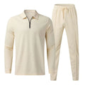 EUR Size Polyester 2 Pieces Suits Long Sleeve Half Zipper Polo T Shirt  Suits Men Running Custom Men Sets