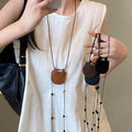 Trendy Mini Crescent Moon Bag Necklace Accessories Long Rope Lanyard Strap Adjustable Sweater Chain Necklace for Women Girls