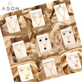 Ason Fashion Bridal Gold Stainless Steel square Smile Star Butterfly Heart Lock Pendant Necklace Earrings Jewelry Set for Women