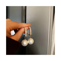 RisingMoon Real 18k Gold Plated Crystal Imitation Pearl Stud Earrings Bling Bling Zircon Pearl Drop Earrings