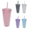 New Customized Logo Sustainable Double Wall 24oz Plastic Cups Clear Beer Tumbler With Lid and Straw for Milk Water
