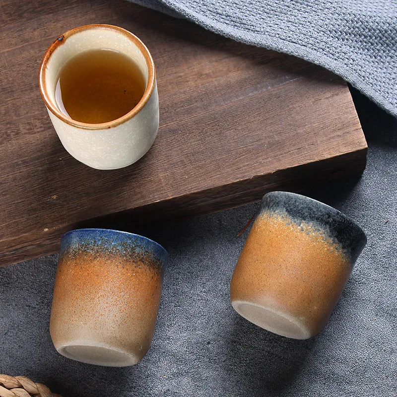 Japanese Small Stoneware Kiln Change Coffee Cup Creative  Retro Ceramic Kiln Espresso Cup Crude Pottery Latte Cup