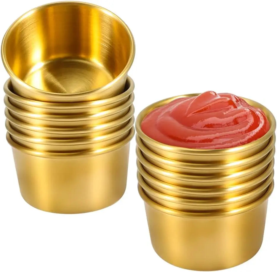 40/50/80/100/200/300ml Stainless Steel Mini Dipping Sauce Cups Kitchen Dish Tomato Salad Dressing Container Appetizer Tray