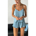 Women's Soft Ice Silk Satin Sleepwear Custom Pure Camisole Set with Spaghetti Straps