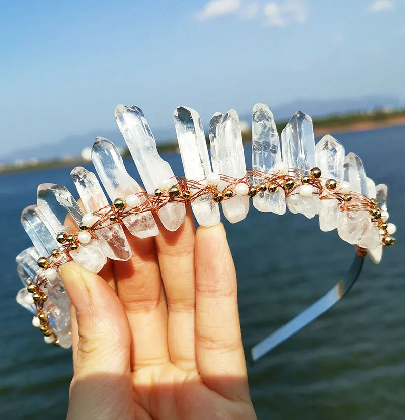 DIY Large Quantities Handmade Pearl Beads Gemstone Crystal Crown Princess Hair Band Souvenirs Gift