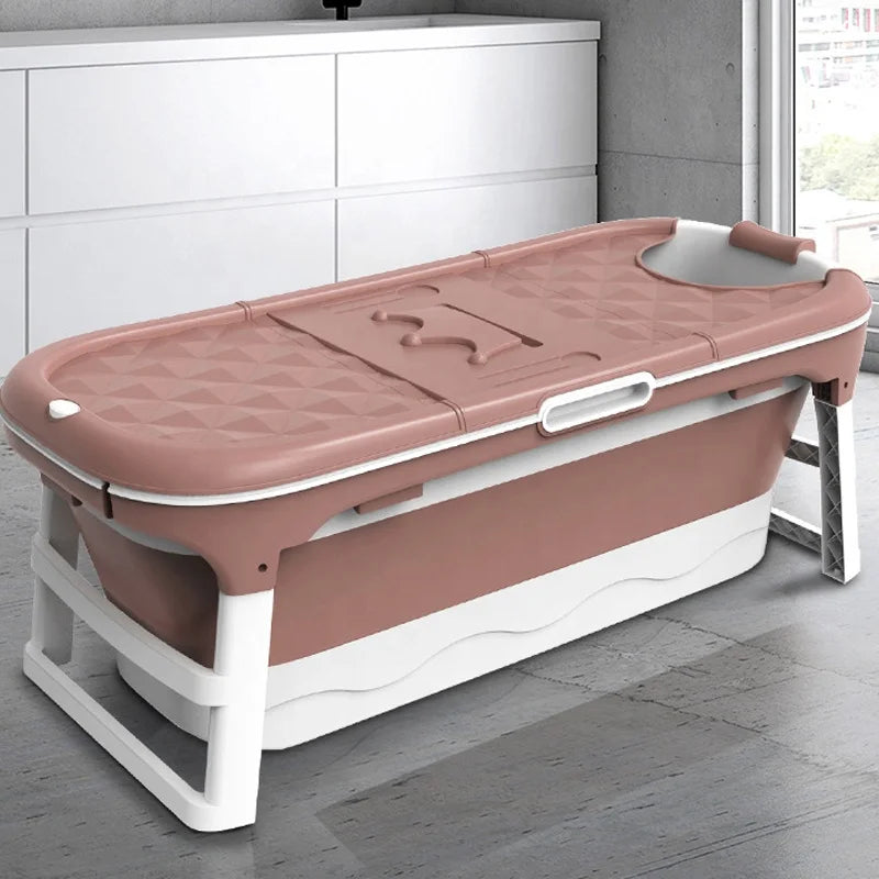 Bathroom 1.46m Portable Bath Tub Easy to Store Foldable Bathtub Adult Plastic Folding Adult Bathtub With Cover Massage Roller