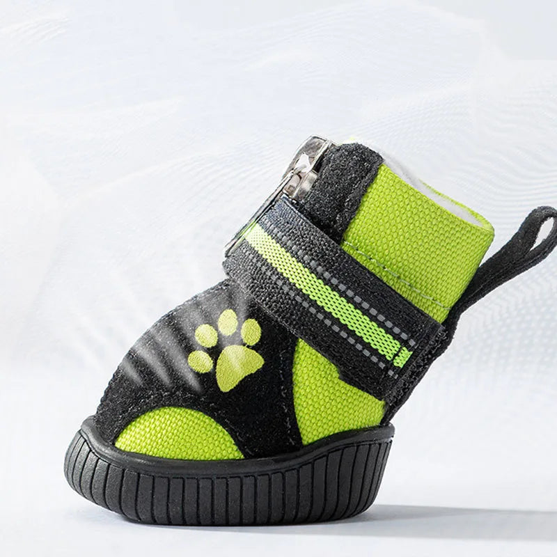 Adjustable 4Pcs/set Cute Pet Dog Walking Shoes Breathable Air Mesh Surface for Spring and Summer Walks
