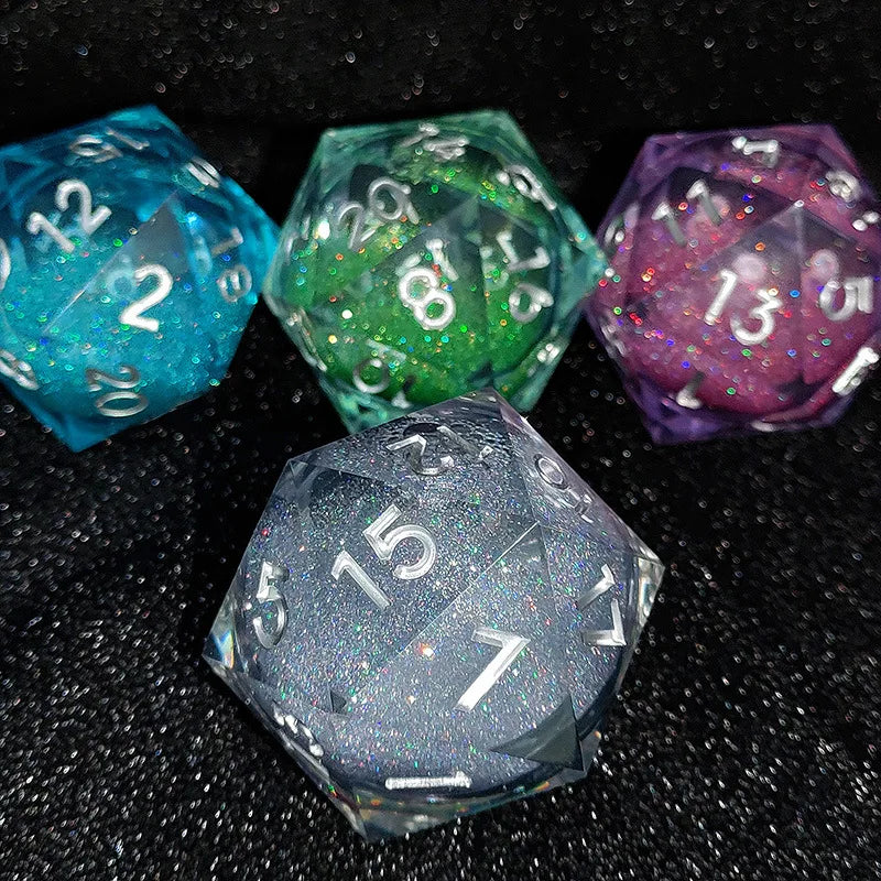 Customizable Logo Font 53mm Extra Large Quicksand Liquid D20 Dice Set Resin Polyhedral for DND Collectible D20 Dice