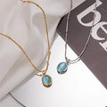 SC Popular Vintage Gold Silver Chokers Necklace Fashion Stainless Steel Necklace Retro Elephant Opal Pendant Necklace for Girls