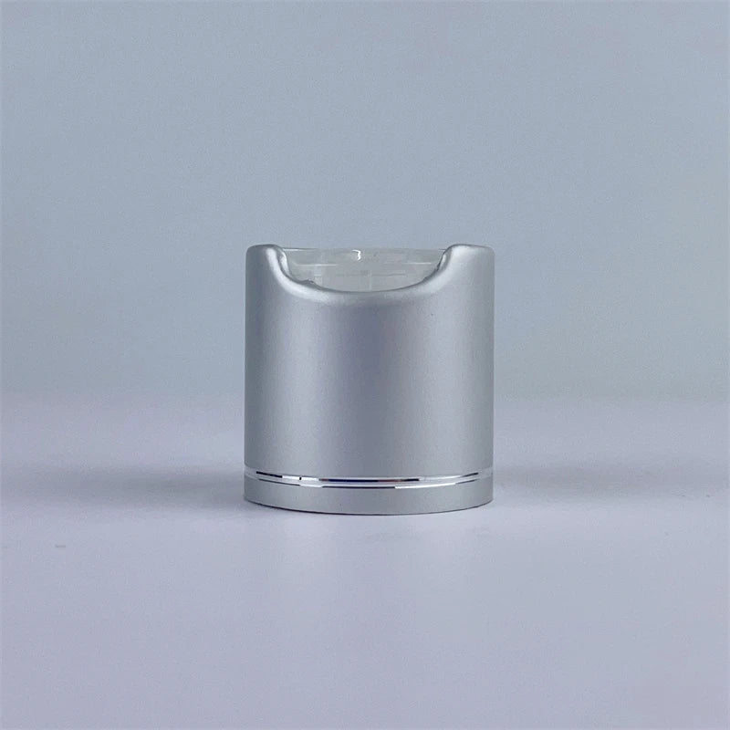 Aluminum Matte Silver Disc Top Cap Free Sample Shampoo Bottle Lid with Silver Line Free Design Lotion Bottle Cap